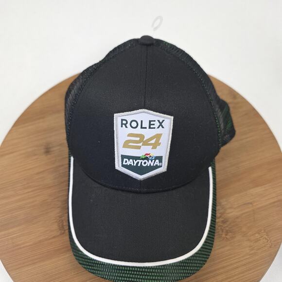 Rolex 24 Daytona Hat Cap Snap Back Black Green IMSA Racing Mens Trucker Mesh - Picture 2 of 7